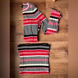 Knit striped skirt skirt set
